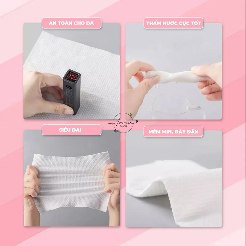 [Combo 5-10 Gói] Khăn lau mặt bông tờ dạng cuộn cao cấp, khăn mặt dùng 1 lần - 40 khăn/gói kích cỡ 20x20cm KL01 2