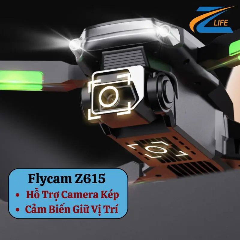 Máy Bay Flycam Z615 Drone Hiệu Zlife, Camera Full HD Quay Phim Chụp Ảnh, Định Vị Vệ Tinh GPS 5G, Động Cơ Không Chổi Than, Thời Gian Bay 10 Phút/Pin, Phù Hợp Cho Các Bạn Đang Tập Bay Silicone, Có Đèn Trợ Sáng Bay Ban Đêm 3