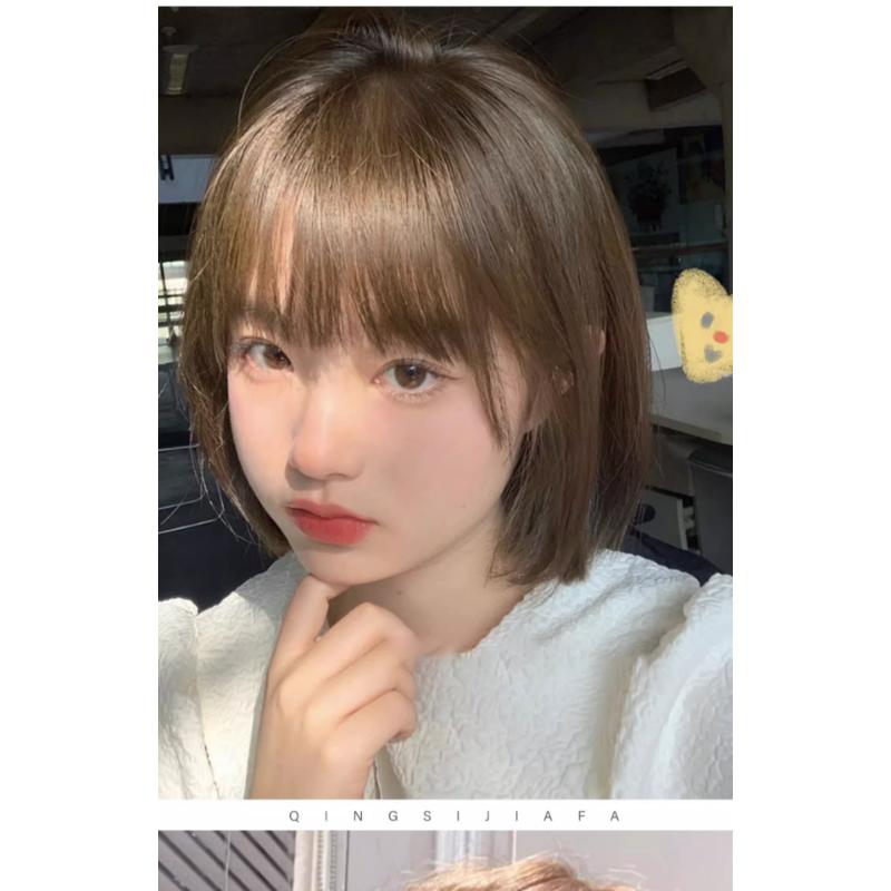 Product Introduction of Short-haired Women In Wigs, Summer Natural Full-headed Hood Style Internet Celebrity Round Face Bob Head Bald Daily Simulation Hair Wig Head 9