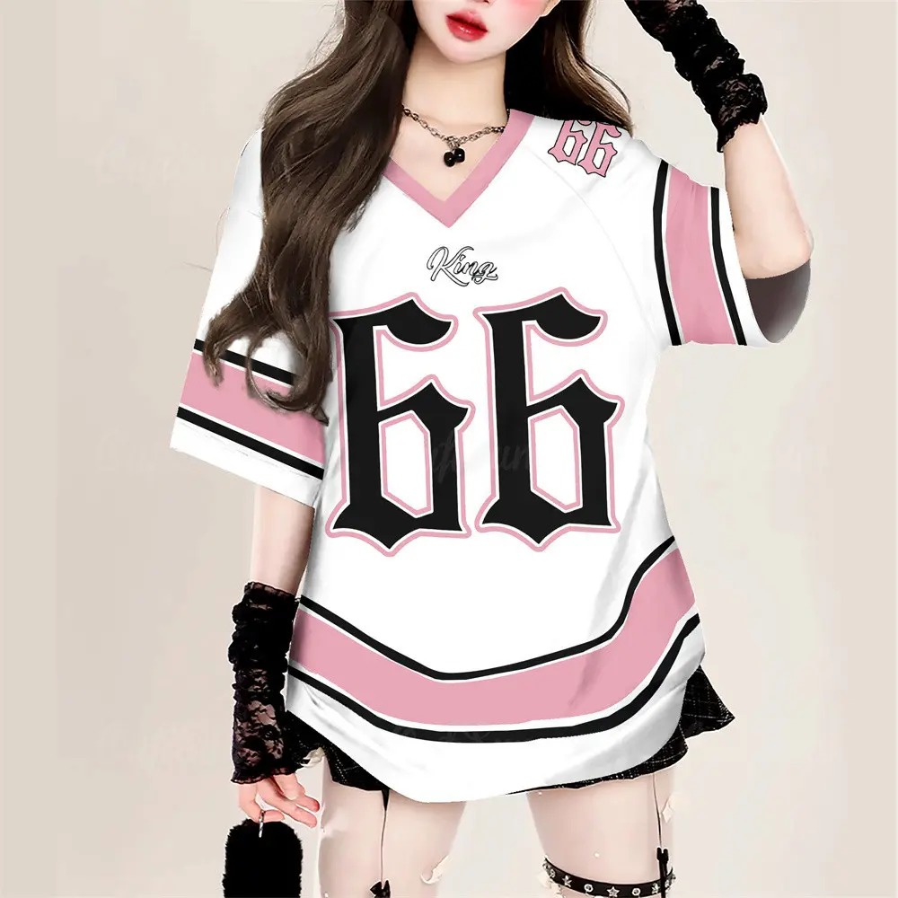 2025 Korean Style Unisex Football T-shirt Sports Jersey Short-sleeved Loose T-shirt Girls Streetwear Hot Trends