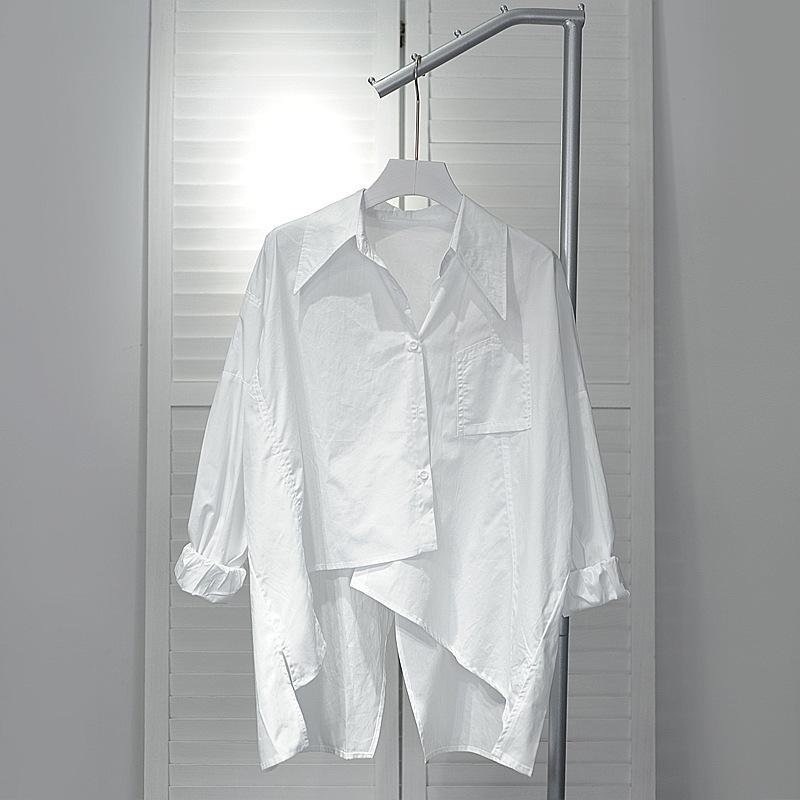 Áo Sơ Mi Không Đối Xứng Dài Tay, Phong Cách Hàn Quốc, Mỏng Và Rộng, Xẻ Tà Lưng, Thời Trang Nữ, Hàng Mới Về Mùa Xuân Và Mùa Thu 2023 Top Women 8