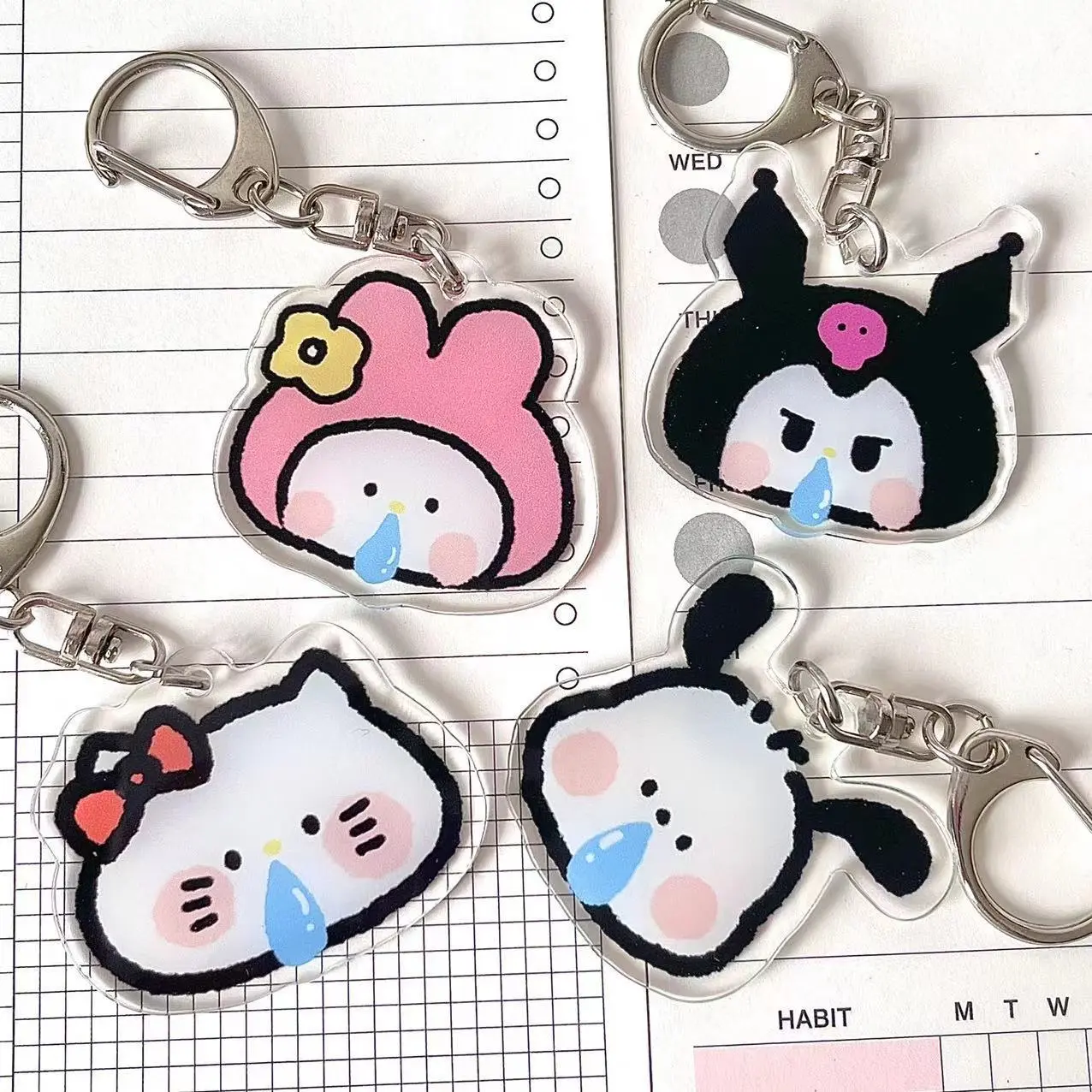 Dây Chuyền Chìa Khóa Sanrio Mũi Vui Nhộn, Hàng Mới Về, Có Kuromi Và Hello Kitty, Mặt Dây Chuyền Túi Acrylic, Quà Tặng Cho Bạn Thân