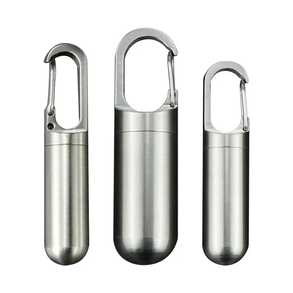 Stainless Steel Pill Box Storage Box -Mini Pill Dispenser Portable Keychain Tablet Container -Pill Holder for Camping Outdoor Purse Travel