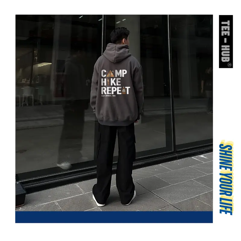 Áo Hoodie nỉ bông TEEHUB Camp nam nữ form rộng thu đông Local Brand 6