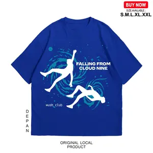 WUSH CLUB BOXY FIT TEE BAJU KAOS DISTRO PRIA WANITA OVERSIZE COTTON COMBAD 24S CLOUD BIRU BENHUR