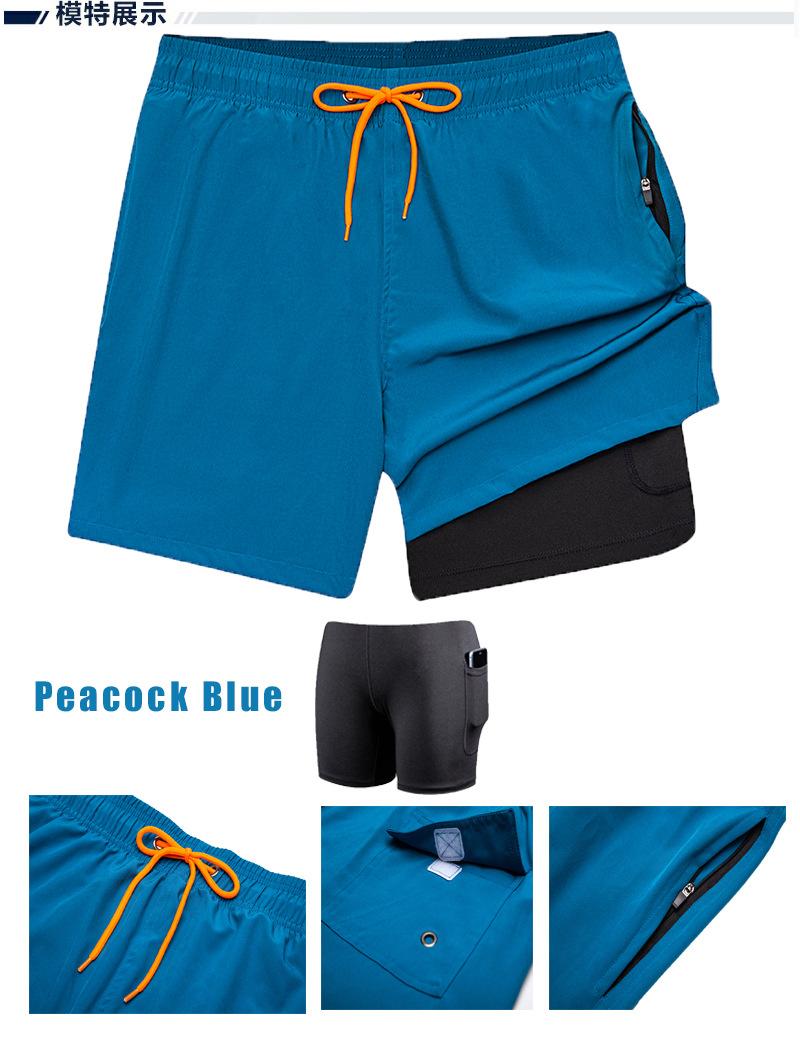 Product Introduction of European and American Men's Swim Shorts with Zipper Pocket, Two-in-One Beach Shorts, Anti-Embarrassment, Quick-Dry, Water-Resistant Lining Shorts 5