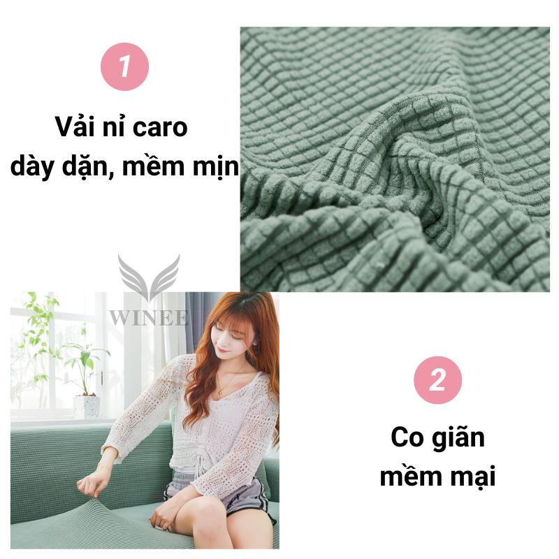 Bọc đệm sofa bọc nệm, gối tựa sofa chống xô lệch vải nỉ caro dày dặn mềm mịn 6