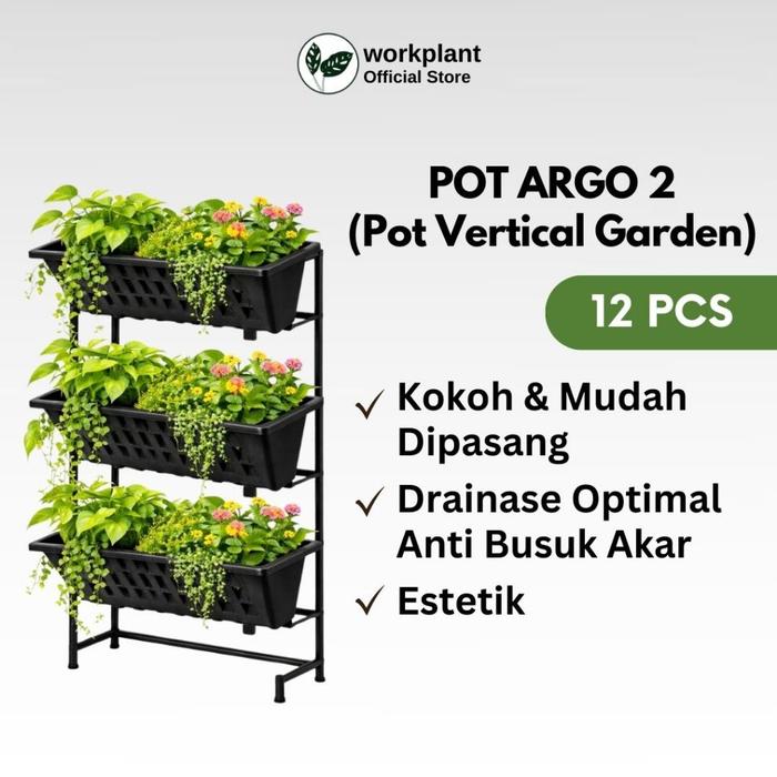 Gambar Workplant - (12pcs) Pot Argo 2 Pot Dinding Gantung Vertical Garden Pot Tempel Dinding Cocok Untuk Tanaman Hias dari workplant official Kota Surabaya Tokopedia