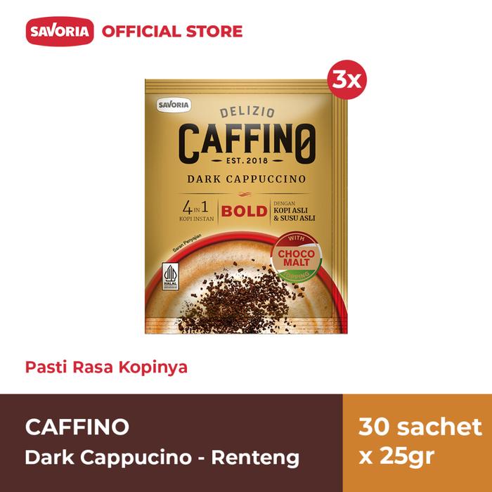 Gambar Caffino Dark Cappuccino Renteng - Bubuk Kopi Instan 30 Sachet x 25g dari Savoria Store_NEW Kota Bekasi Tokopedia