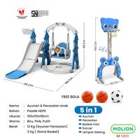 Gambar MOLION SNI Prosotan Mainan Ayunan Anak 5in1 Ring Basket Seluncuran Perosotan Playground Playgym Aman 001-M1311 - M1301 BIRU 3in1 dari via olahraga yoga Kota Surabaya 3 Tokopedia