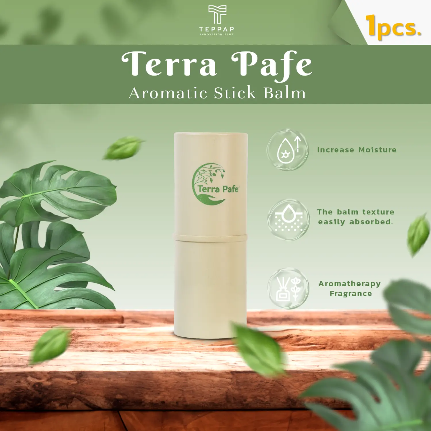 TerraPafe AromaBalm (1 piece) - MassageBalm, Natural, Fresh, Soothing, Convenient to Carry