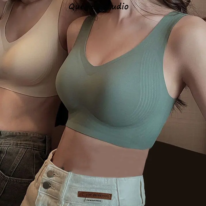 [Queen's Studio]M-3XL Japan SUJI Large Cup Jelly Bra, nude-feeling Traceless seamless large chest no-wire underwear, full cup slimming push up support anti-sagging B/C/D Cup bra Womenswear Buckle