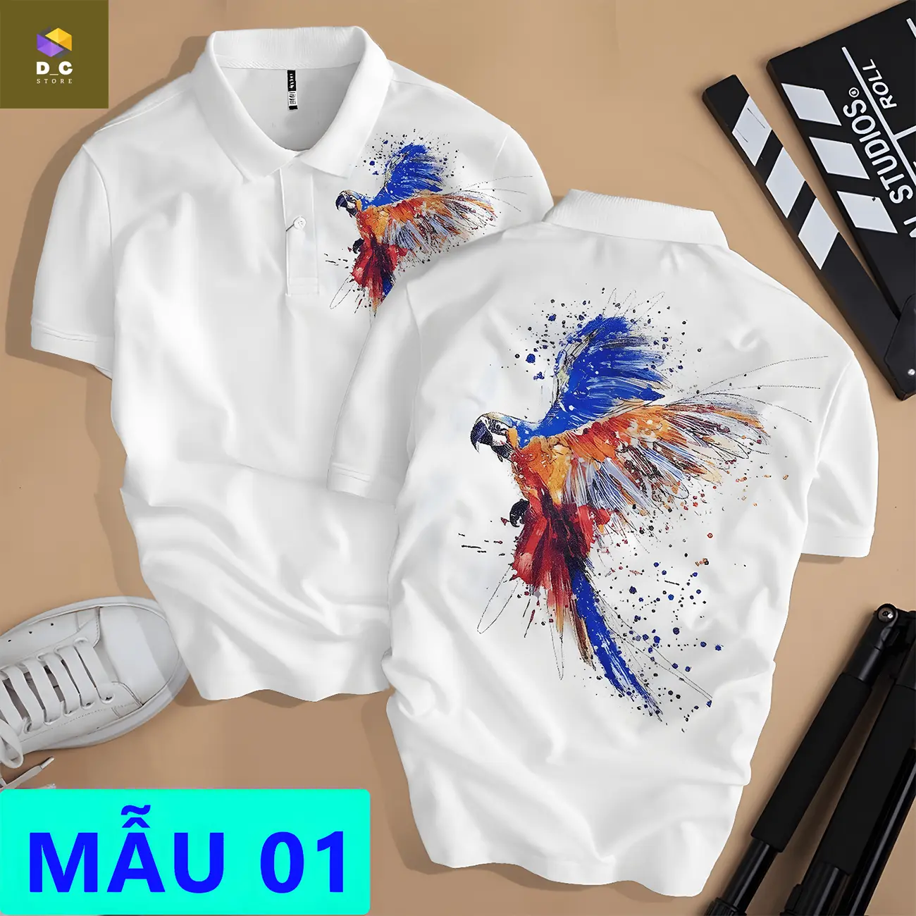 Áo phông In Hình Siêu Đẹp chất vải cá sấu - in hình con Vẹt