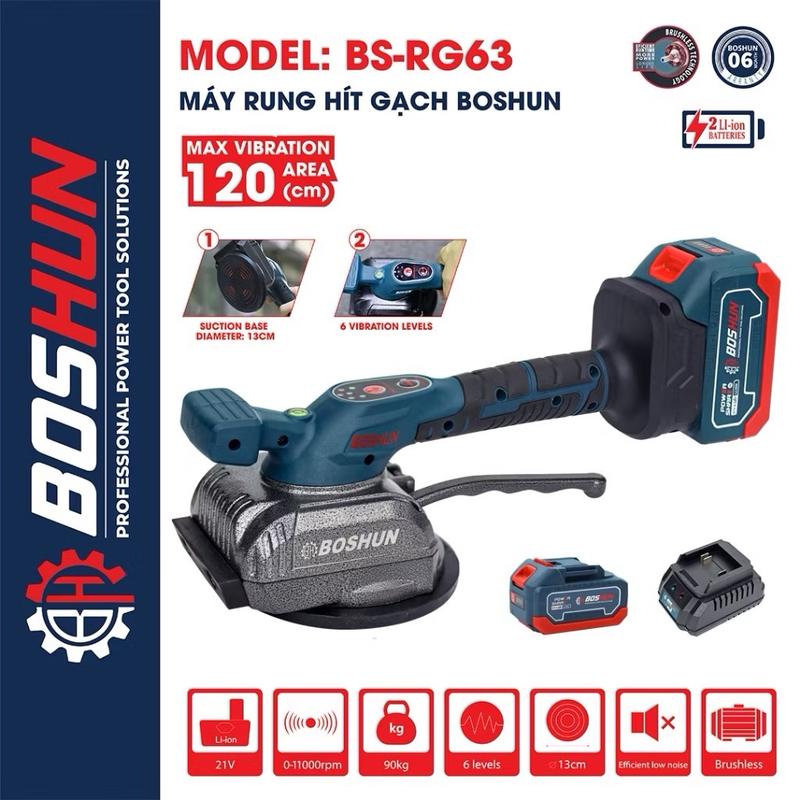 Máy rung gạch lát sàn chạy pin BOSHUN BS-RG63 Lực hút 90kg