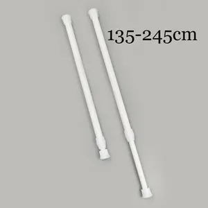 Tiang gorden fleksibel , tongkat ajaib , tiang kamar mandi , tiang kolong dapur Paku Shower serbaguna dipasang di dinding dapat disesuaikan white flower vine Stretchable Plain