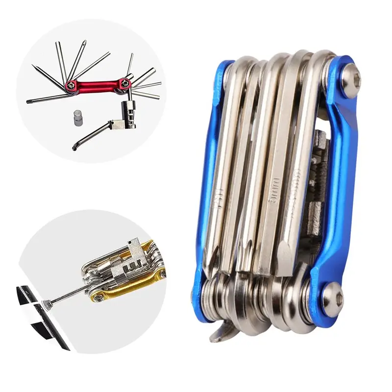 Bộ Dụng Cụ Phục Hồi Xe Đạp, Đa Chức Năng, 11 Trong 1, Bao Gồm Tuốc Nơ Vít Xe Đạp, Cờ Lê Lục Giác, Nan Hoa Và Xích 0