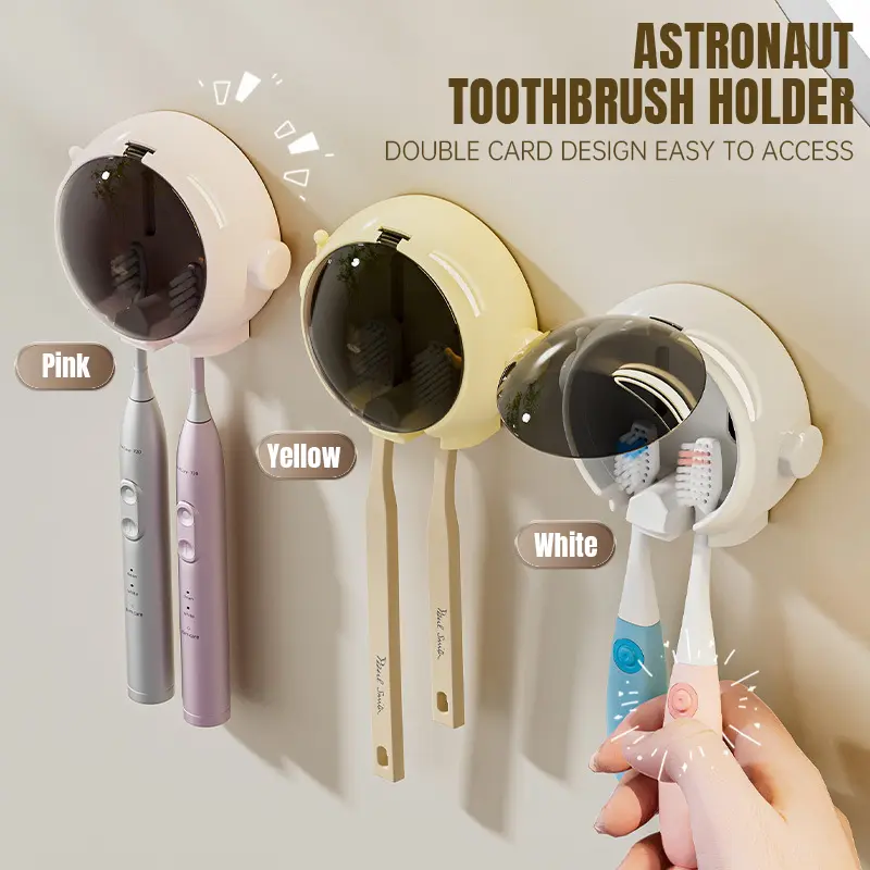 【Oddment】Rak Penyimpanan Dinding Rak Penyimpanan Kamar Mandi Tempat Sikat Gigi Astronot Tanpa Lubang