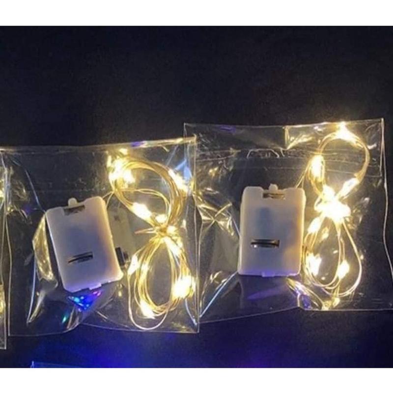 20 cái đèn led đom đóm đèn fairylight trang trí hộp quà tháp oản, mẹt tết, bó hoa, tiểu cảnh màu vàng dài 1m