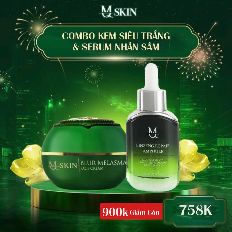 COMBO KEM DƯỠNG DA 2 MÓN ( KEM FACE SIÊU TRẮNG + SERUM NHÂN SÂM 30ML ) MQ SKIN Hỗ Trợ Dưỡng Da Trắng Mịn, Dưỡng Ẩm Da Căng Bóng, Làm Đẹp Chăm Sóc Da Skincare