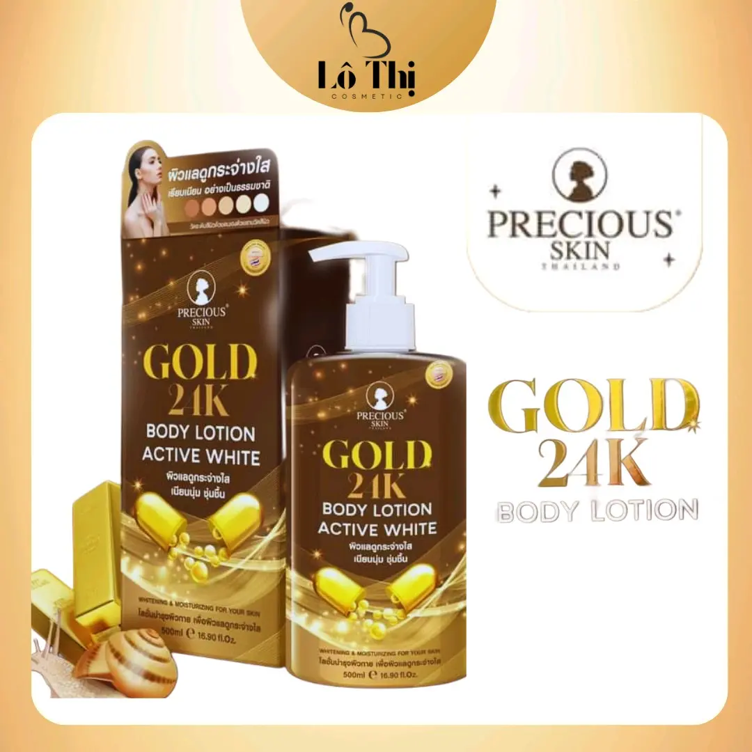 [LINK MỚI] Kem dưỡng thể 24K BODY LOTION ACTIVE WHITE SUPER WHITENING - PRECIOUS SKIN 500ml- Lô Thị Làm Đẹp Da bodylotion