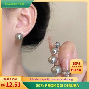 Anting-anting Mutiara, Gaya Sama Shijia, Mutiara Kelabu Sebenar Bulat Sempurna, Cahaya Kuat, Rekaan Elegan Retro Perancis, Anting-anting Serba guna, Untuk Wanita