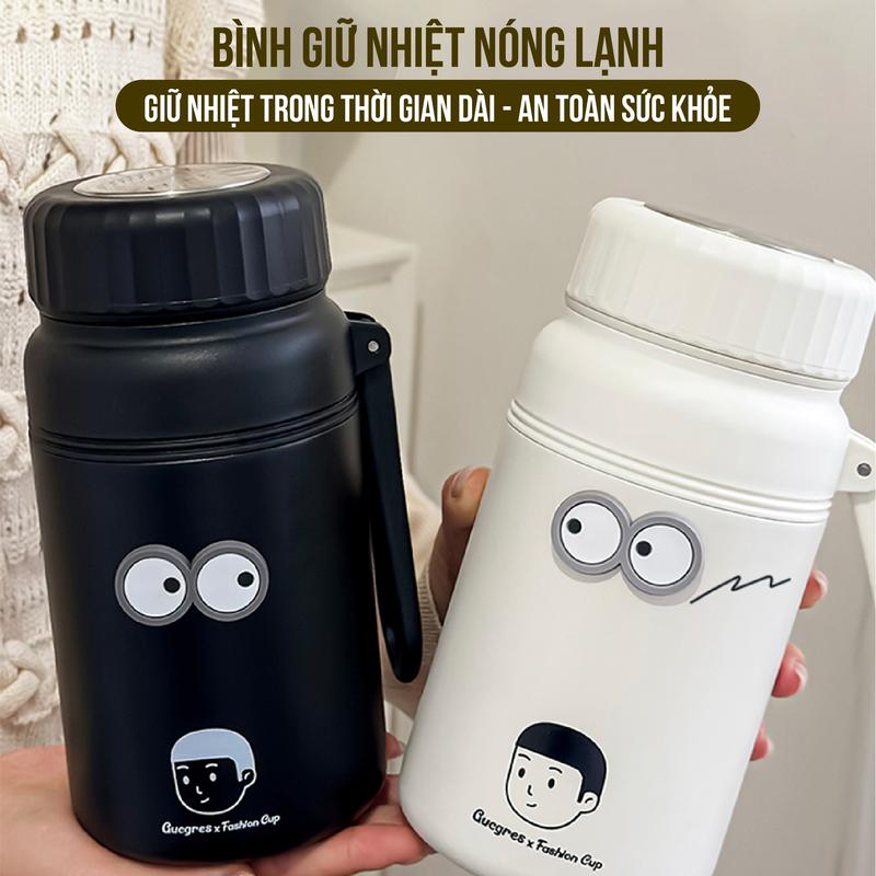 [Tặng túi vải] Bình giữ nhiệt Fashion Cup NIUMI inox 316, thiết kế đơn giản, dung tích 1000ml, miệng bình lớn Stainless Steel thông minh bình  nước