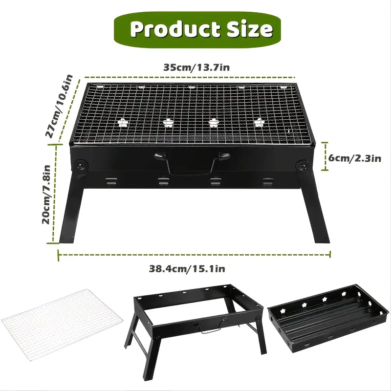 Bếp Nướng Than Nướng Thịt Cầm Tay Có Thể Gập Lại Bếp BBQ Đốt Gỗ Bằng Thép Không Gỉ Để Cắm Trại Ngoài Trời Bếp Nướng Nấu Ăn Dụng Cụ Cho Dã Ngoại Bãi Biển Sân Sau 3