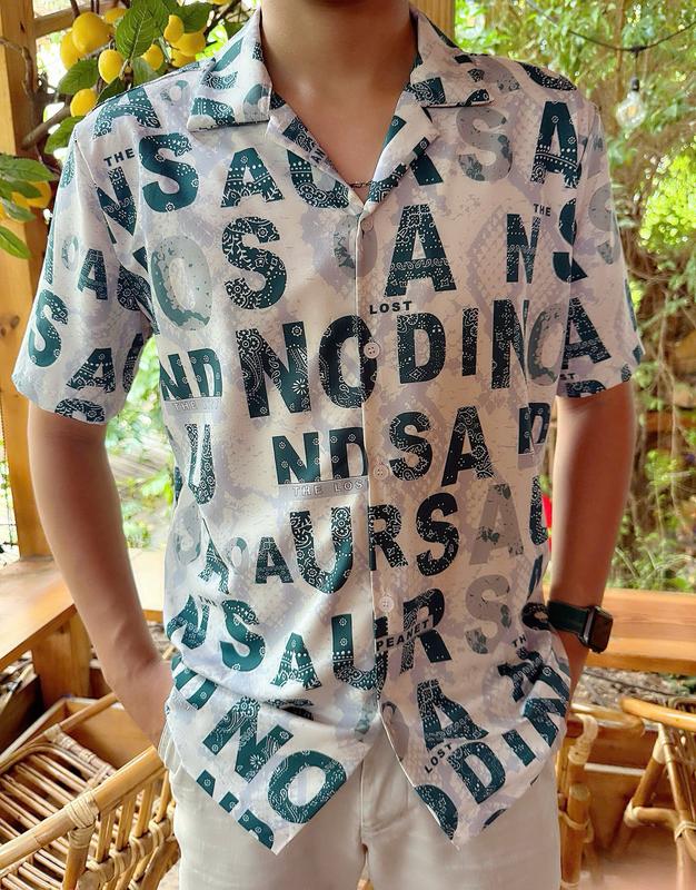 (SALE 29K ) Áo Sơ Mi Hoạt Tiết Cuban Vải Lụa Siêu Mịn Nam Cổ Cuban Menswear Shirt