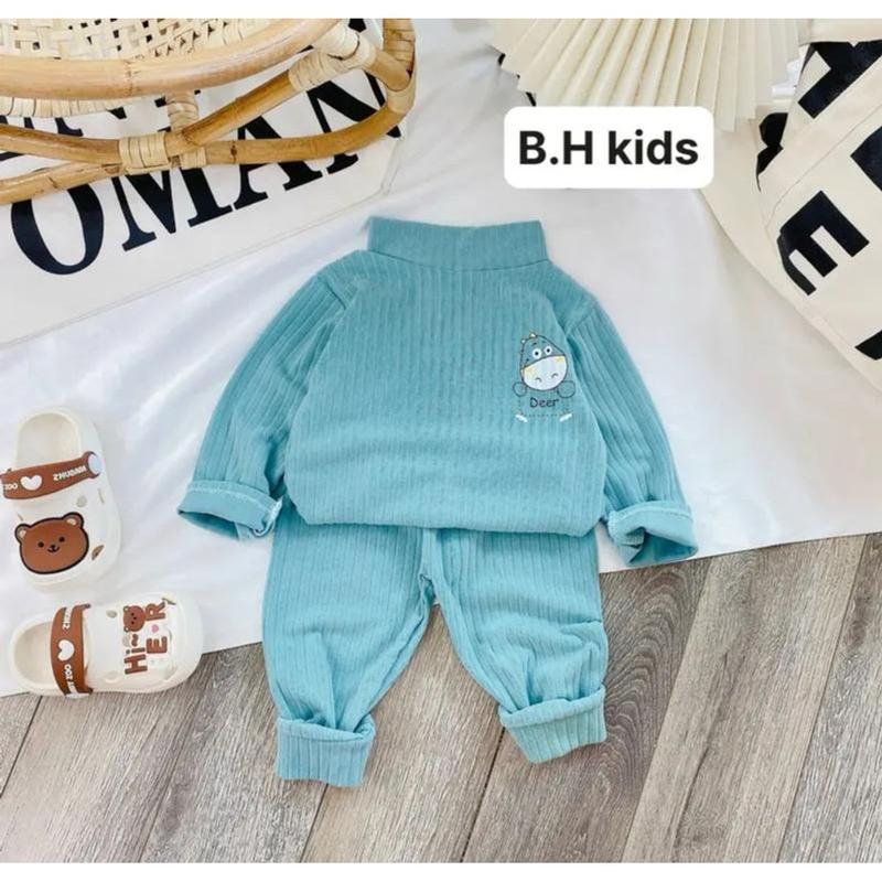 6===16kg Bộ quần áo cao cổ dài tay, chất liệu len tăm họa tiết bé trai bé gái 4