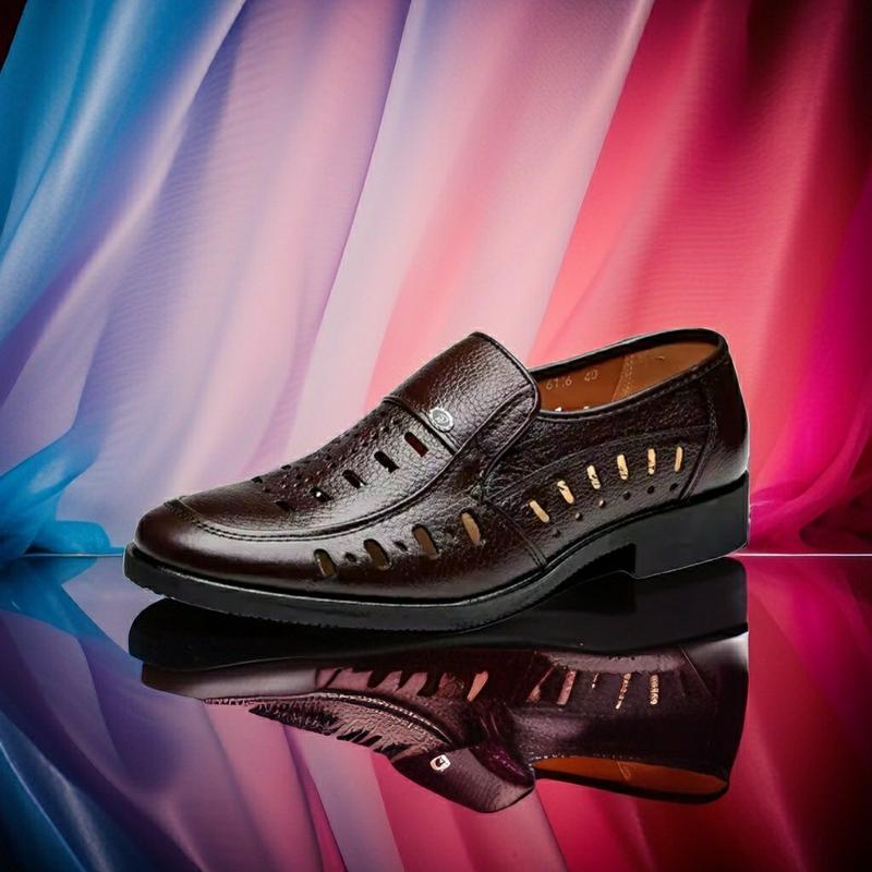 Product Introduction of [Lẻ rẻ = Sỉ]Giày lười nam da bò đuc lỗ mùa hè thoáng mát TQ - Shoes đế cao su xẻ rãnh chống trơn trượt Hoa Loafer giày 12