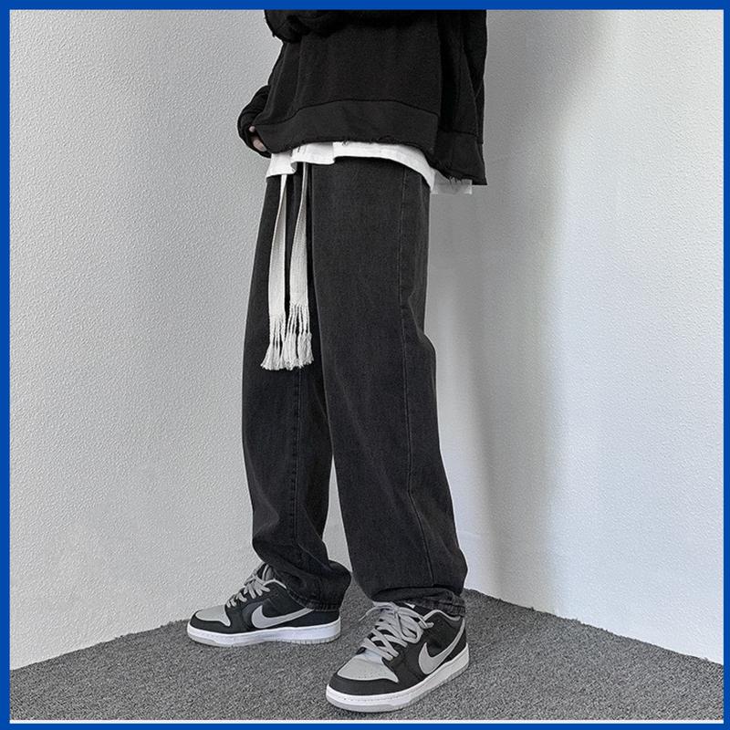 Quần jean nam nữ ống suông màu đen khói JEAN BOX 09, trẻ trung năng động  thời trang Unisex Menswear Pants Baggy Ong 4