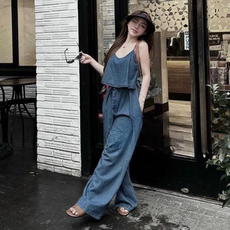 Bộ bò liền ngắn tay dây nơ buộc eo Hangtong qc