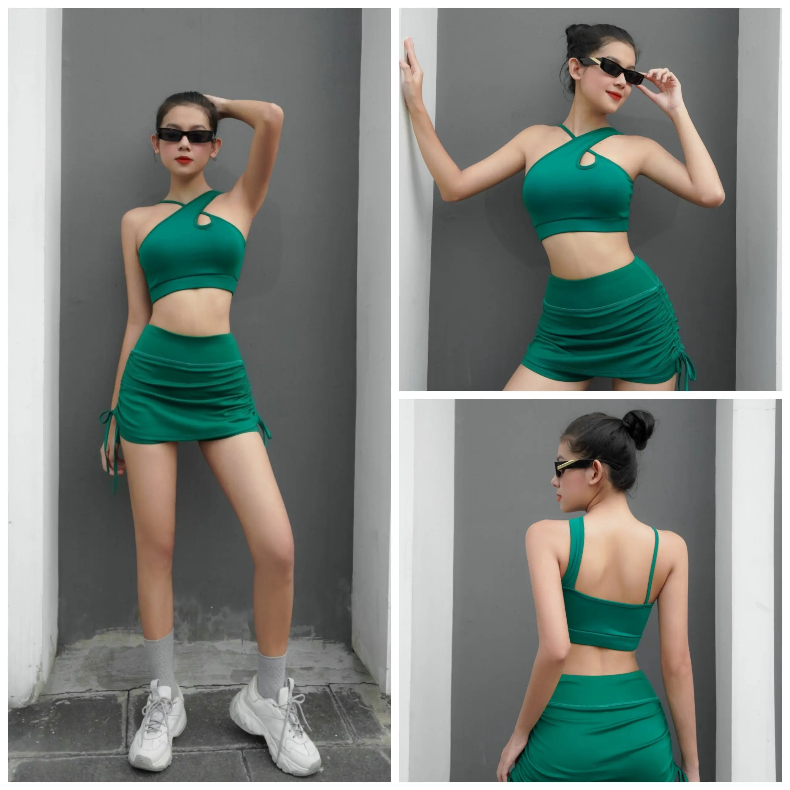 Set Bra GL+Váy Rút Cạp Bằng tập Zumba,Gym, Yoga, Aerobic, Shuffle Dance, thể dục nữ ( Kèm mút ngực xịn )