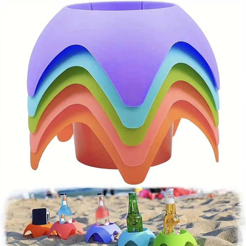 Plastic Beach Cup Holder, 5 Counts/set Outdoor Sand Drink Holder, Portable Beer Stand Accessories for Beach Parties and Camping 3