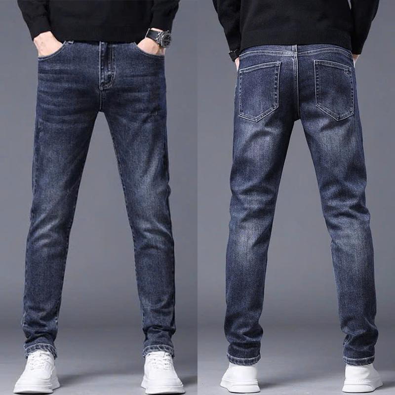 Quần jean nam EMP cao cấp vải jean co giãn 4 chiều, form ôm dáng, túi quần lớn, nhiều màu cơ bản Menswear Pants Denim Có Túi jean xanh đen