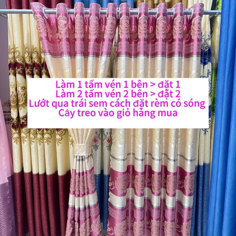 RÈM GẤM HOA VĂN MÀU HỒNG PHẤN PHỐI NỀN KEM VÀNG CẢN NẮNG CẢN SÁNG NGĂN PHÒNG CỬA CHÍNH CỬA SỔ CHUA BAO GỒM THANH TREO