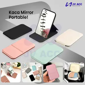 NVN-PM01 PORTABLE KACA MIRROR CERMIN RIAS LIPAT MINI PREMIUM LEATHER UNTUK MAKE UP DAN DANDAN