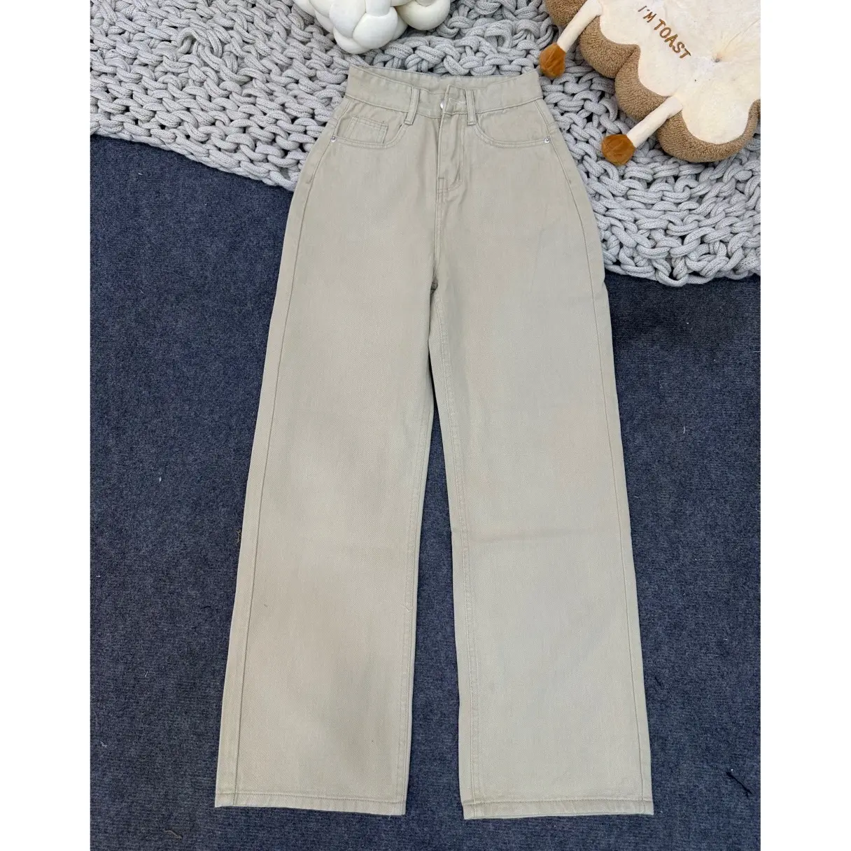 (S-XL) Quần suông vải QC màu trắng , nude basic dễ mặc Q940 dài 105cm quan  jeansuong
