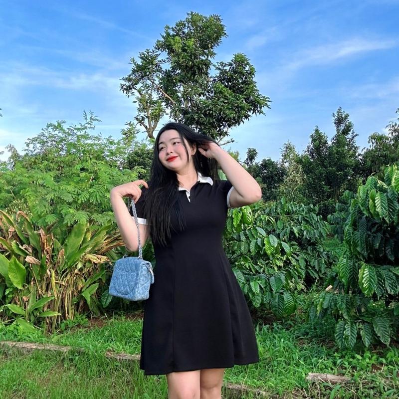 Đầm polo bigsize gân tăm nỉ dày dặn co giản tốt cho nữ chupby (60-95kg) g228 4