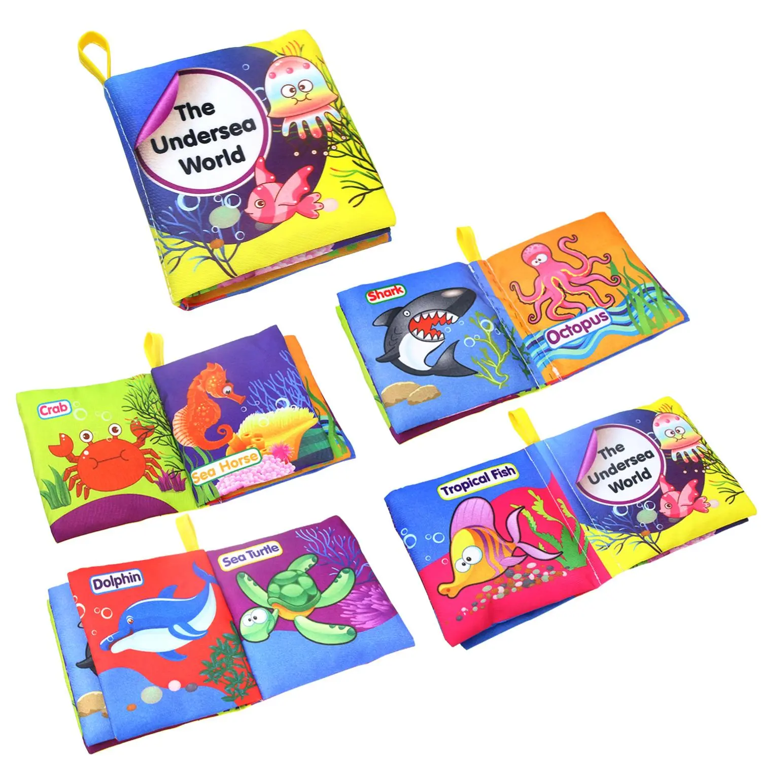 Early Learning Interactive Cloth Book, 1 Set Soft Colorful Crinkle Fabric Book, Animals Numbers Shapes Learning and Cognition Cloth Book