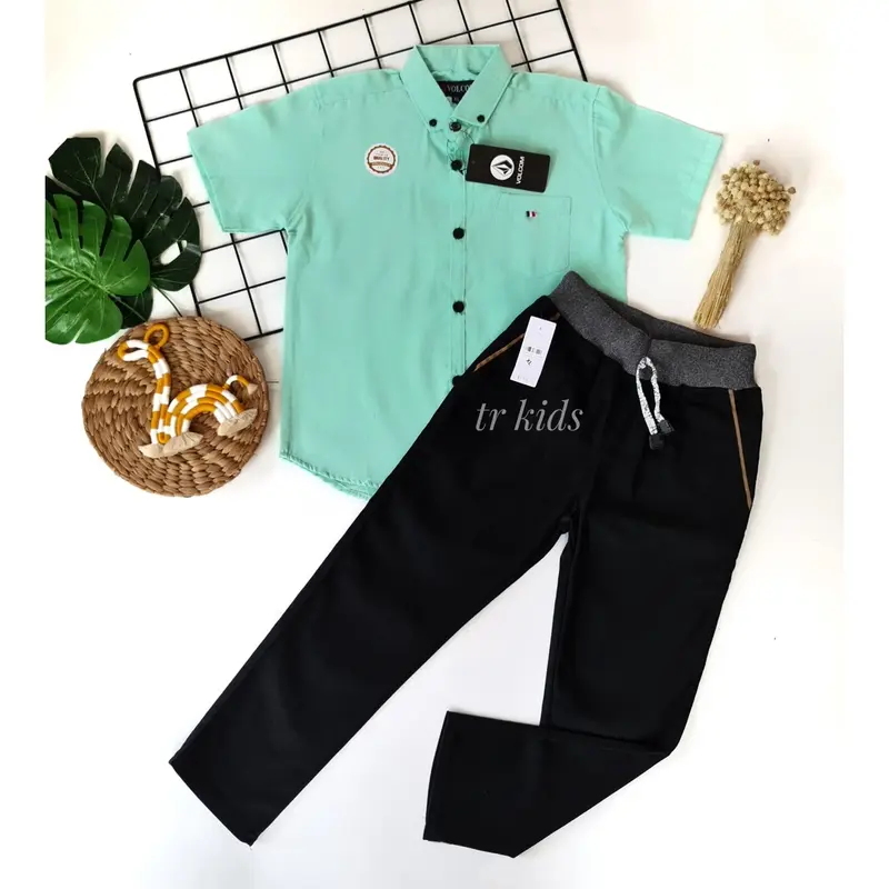 GRATIS ONGKIR/COD Setelan kemeja Polos Anak Pria Keren terlaris Berkualitas celana chinos panjang 40S usia 2-12 tahun By Zeal Fashion Kids 5