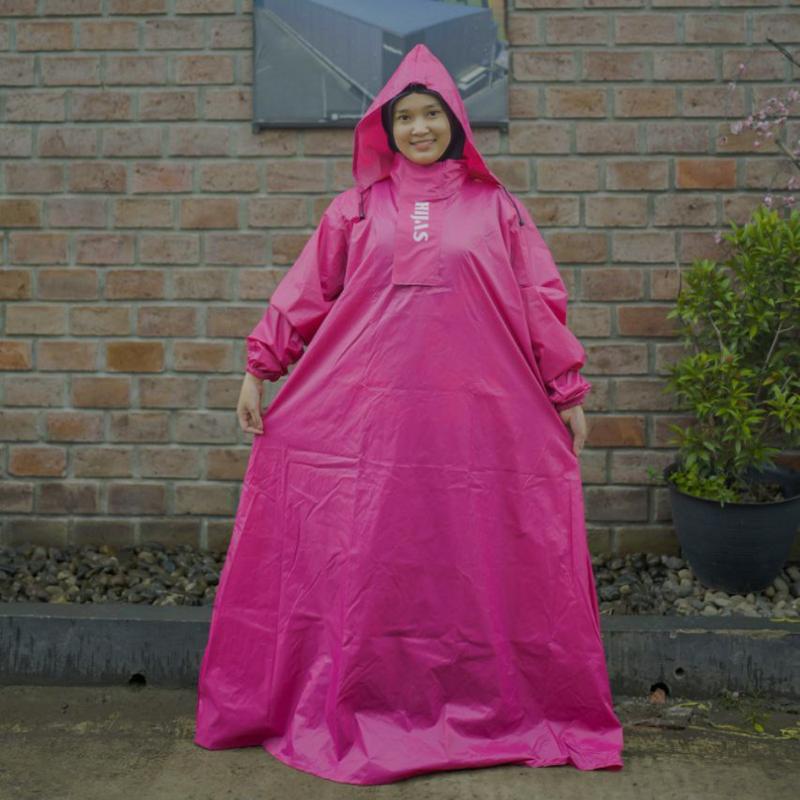Mantel Jas Hujan Wanita Muslimah Gamis Tebal Premium PVC Tahan air Dapat digunakan kembali Syari 5