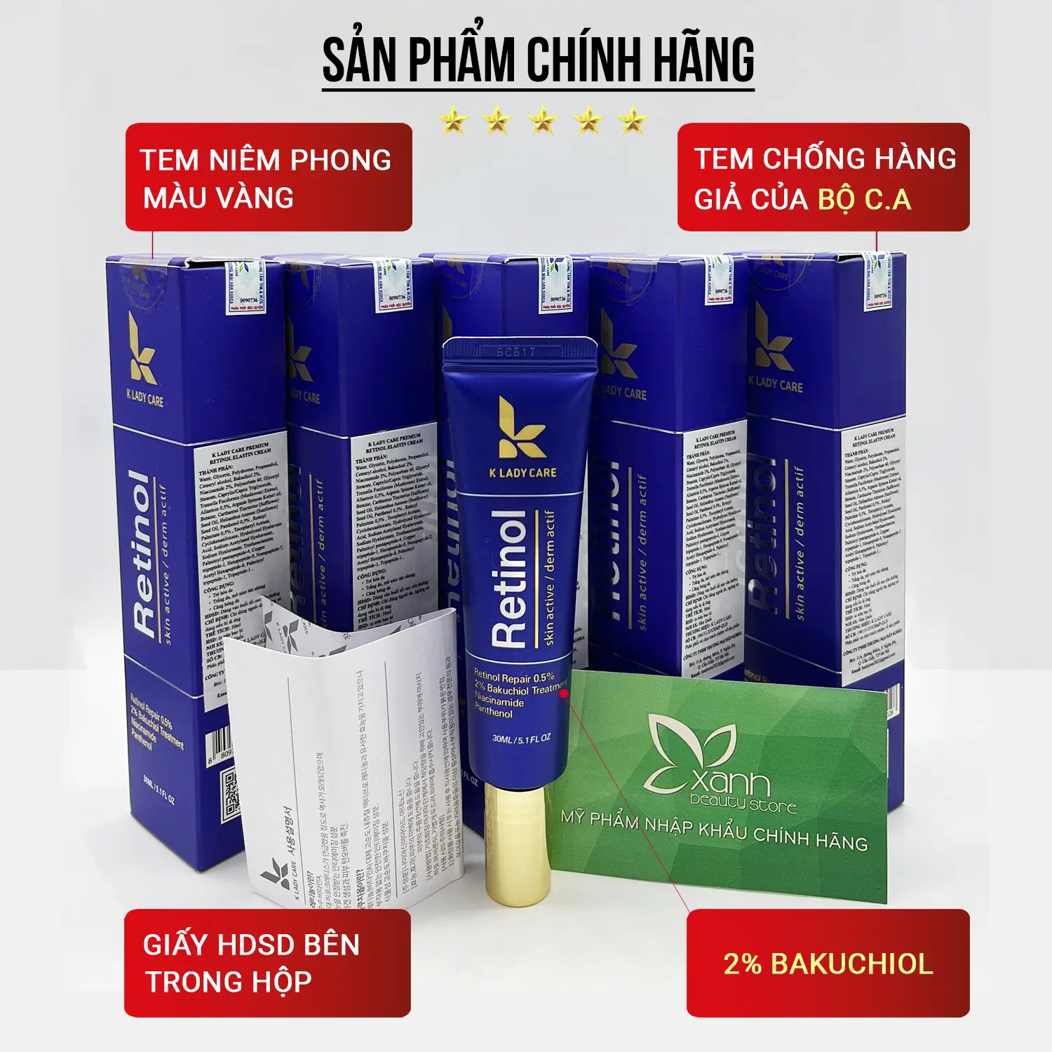 Kem Dưỡng Da Retinol K Lady Care 2% Bakuchiol Hàn Quốc 30ml chính hãng Chăm Sóc Da Làm Đẹp Da Skincare Dưỡng Ẩm Da