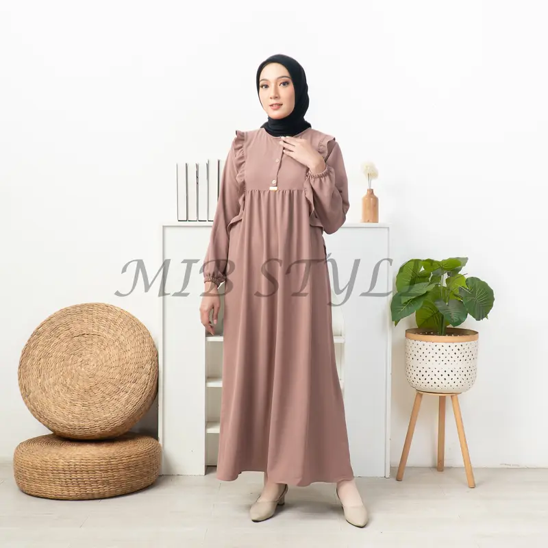 MIB Style - Alzena Dress Crinkle Airflow - Gamis Polos Busui Friendly Kancing Aktif Tali Nyaman • simpel 0