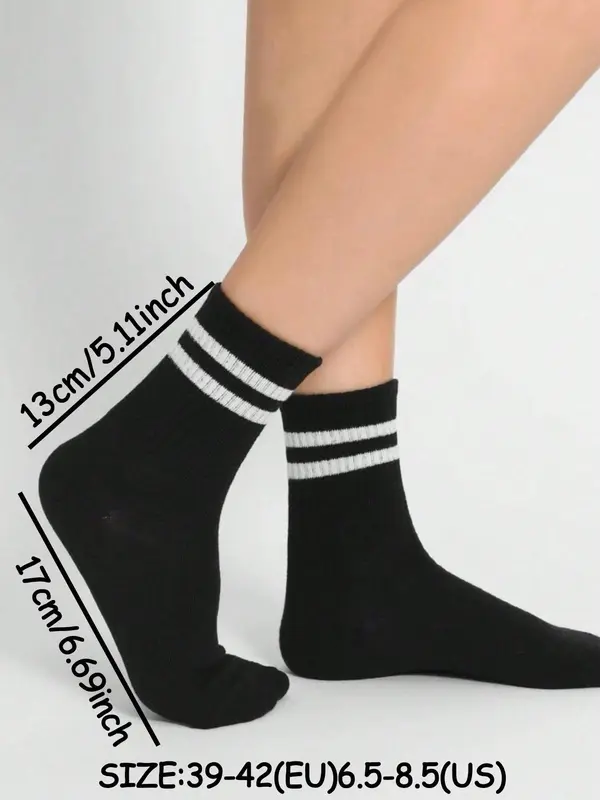 Men's Striped Print Crew Socks, Casual Comfy Breathable Mid Tube Socks for Daily Wear, Men's Socks for All Seasons 1