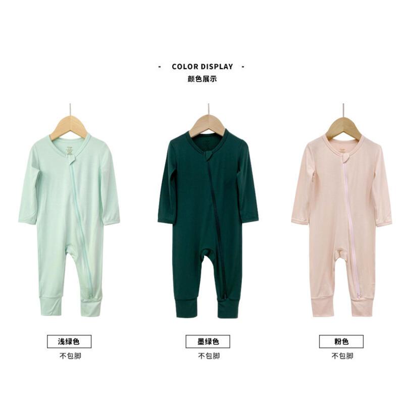 Product Introduction of Children's bamboo fiber jumpsuit, spring and autumn long sleeved newborn baby crawling clothes, zippered pajamas 18