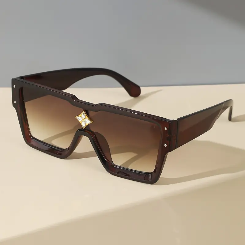 coveted status A Pair of Stylish Retro Rhinestone Decorative Square Glasses, Suitable for Both Men And Women, Perfect for Casual Daily Wear, Outings, And Parties. 2