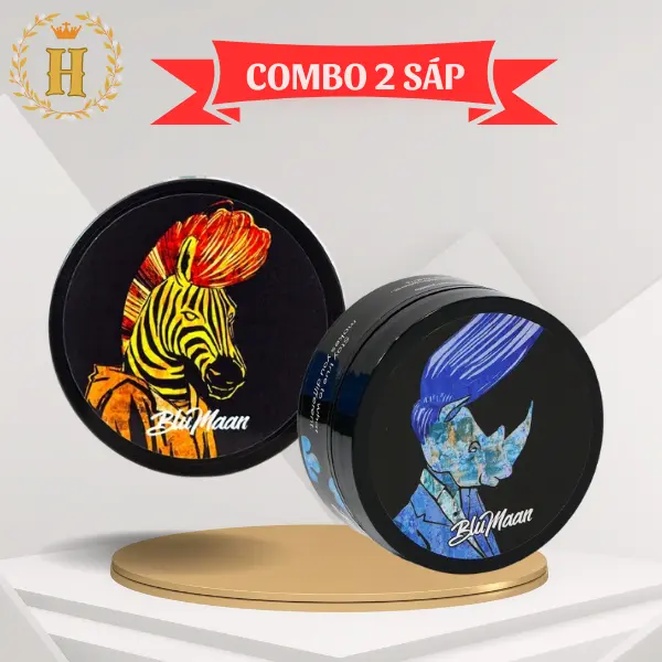 [ GIÁ SỈ ] COMBO 2 sáp vuốt tóc bluman ngựa vằn và tê giác xanh dương sap  vuottoc 0