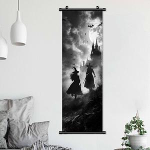 Moonlight Witch Castle Pattern Wall Art Poster, 1 Count Retro Vertical Hanging Picture, Wall Decor for Home Living Room Bedroom