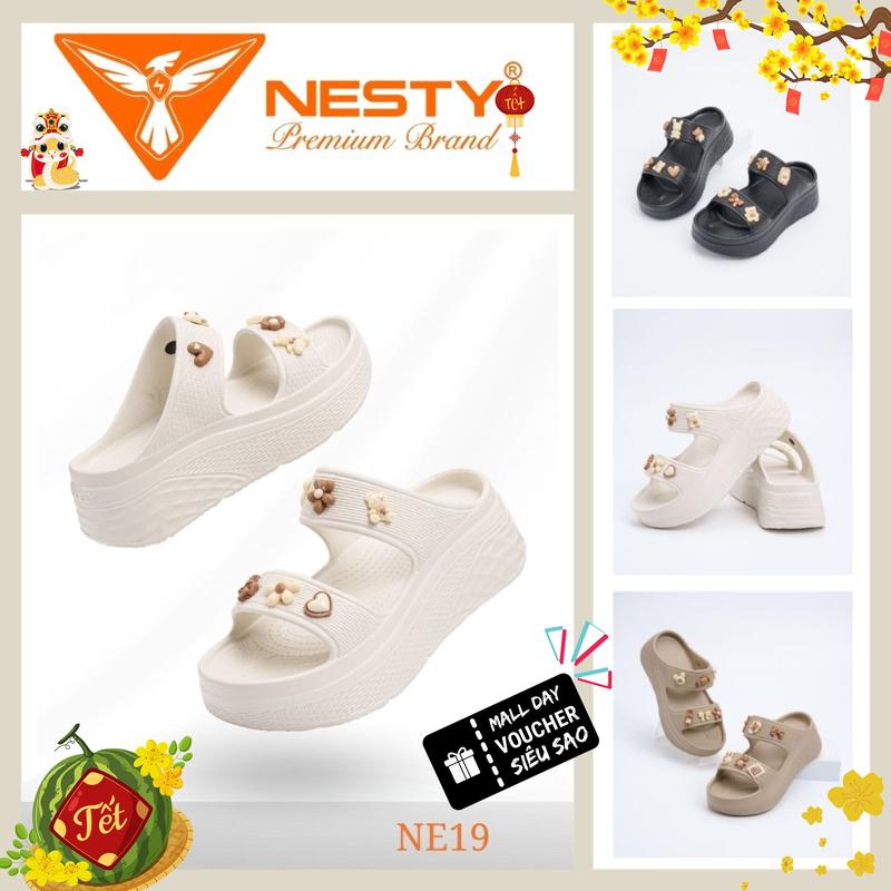 [Tặng CHARM 3D] DÉP HAI QUAI ĐẾ CAO ĐÚC NGUYÊN KHỐI THƯƠNG HIỆU NESTY MÃ NE19